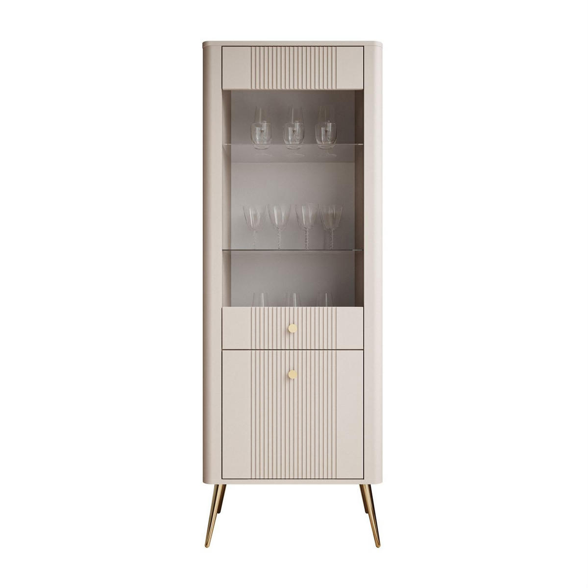 VITRINE ELYSIA KASCHMIR mit LED-Beleuchtung - Kaschmir, Holzwerkstoff (65/180/39cm) - Lookway