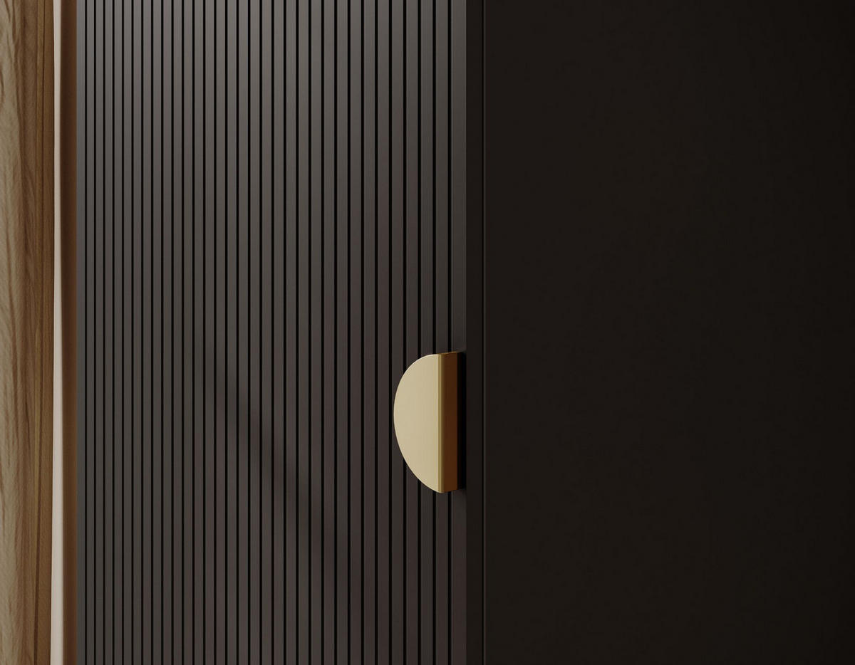 KLEIDERSCHRANK Moonir Schwarz 50 cm - Goldfarben/Schwarz, Holzwerkstoff/Metall (50/200.5/57cm) - Selsey