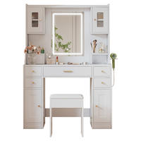 SCHMINKTISCH 105/40/152 cm Weiß aus Spanplatte mit LED-Spiegel - Weiß, Holzwerkstoff (40/152/105cm) - OKWISH