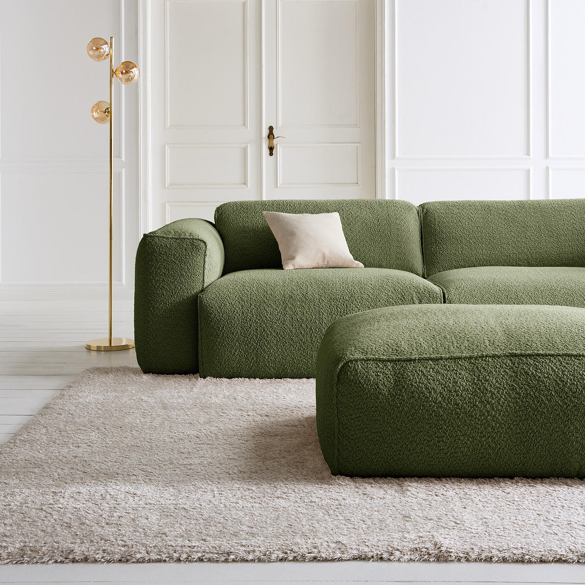 POLSTERHOCKER - Schwarz/Grün, Kunststoff/Textil (81/38/100cm) - home24