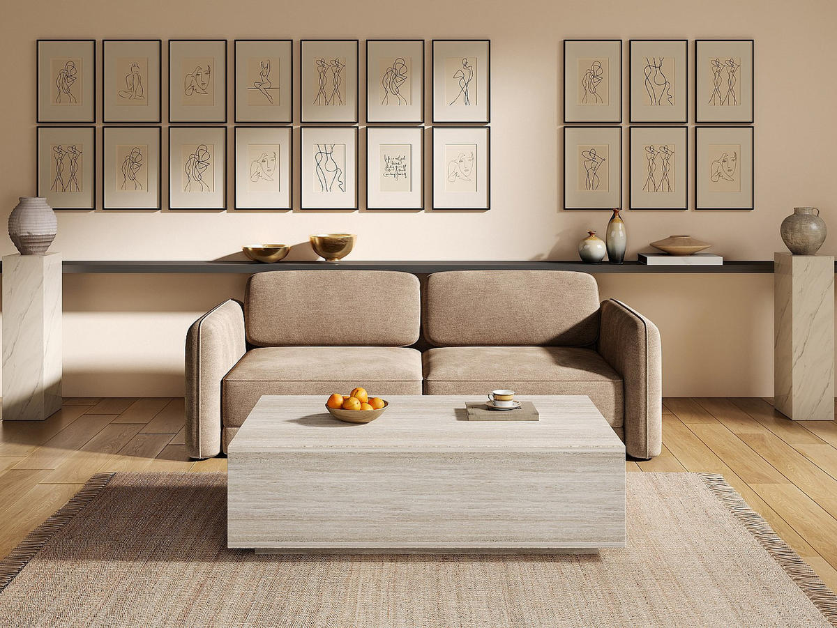 COUCHTISCH - 120 cm x 75 cm - holz - beige Antrim - Beige, Holz (75/120/35cm) - Vente-Unique