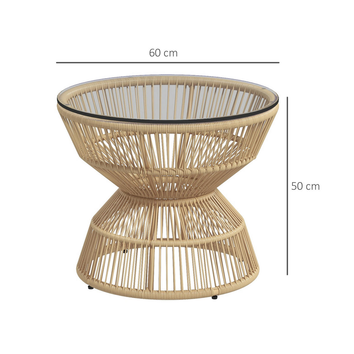 LOUNGETISCH 60/60/50 cm Naturholz aus Glas im Boho-Stil - Naturfarben, Glas (60/60/50cm) - OKMYHOME