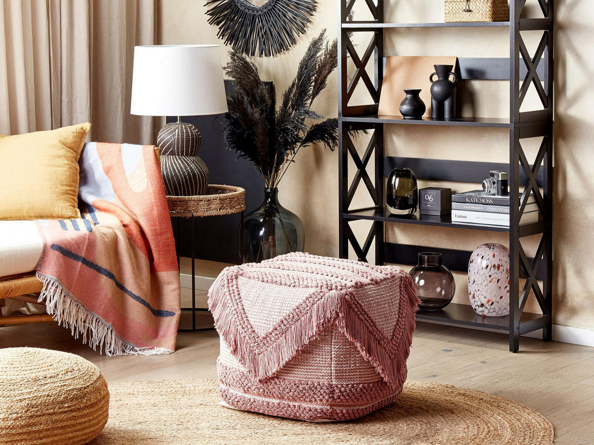 POUF Kochi 42/44/40 cm - Pink, Kunststoff/Textil (44/40/42cm) - Beliani