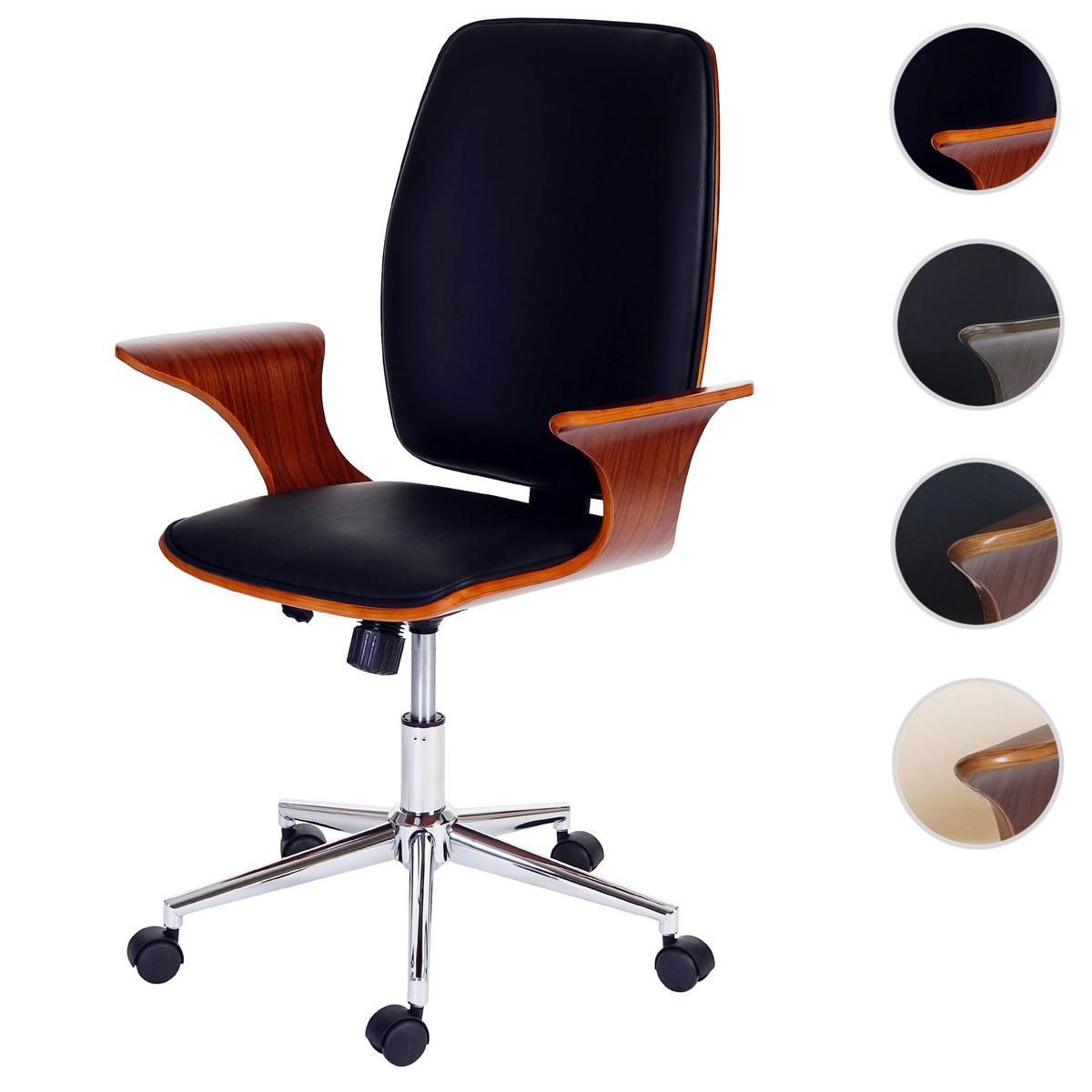 BÜROSTUHL Walnuss Dekor, Schwarz - Walnussfarben/Schwarz, Holz (66/101/67cm) - MCW