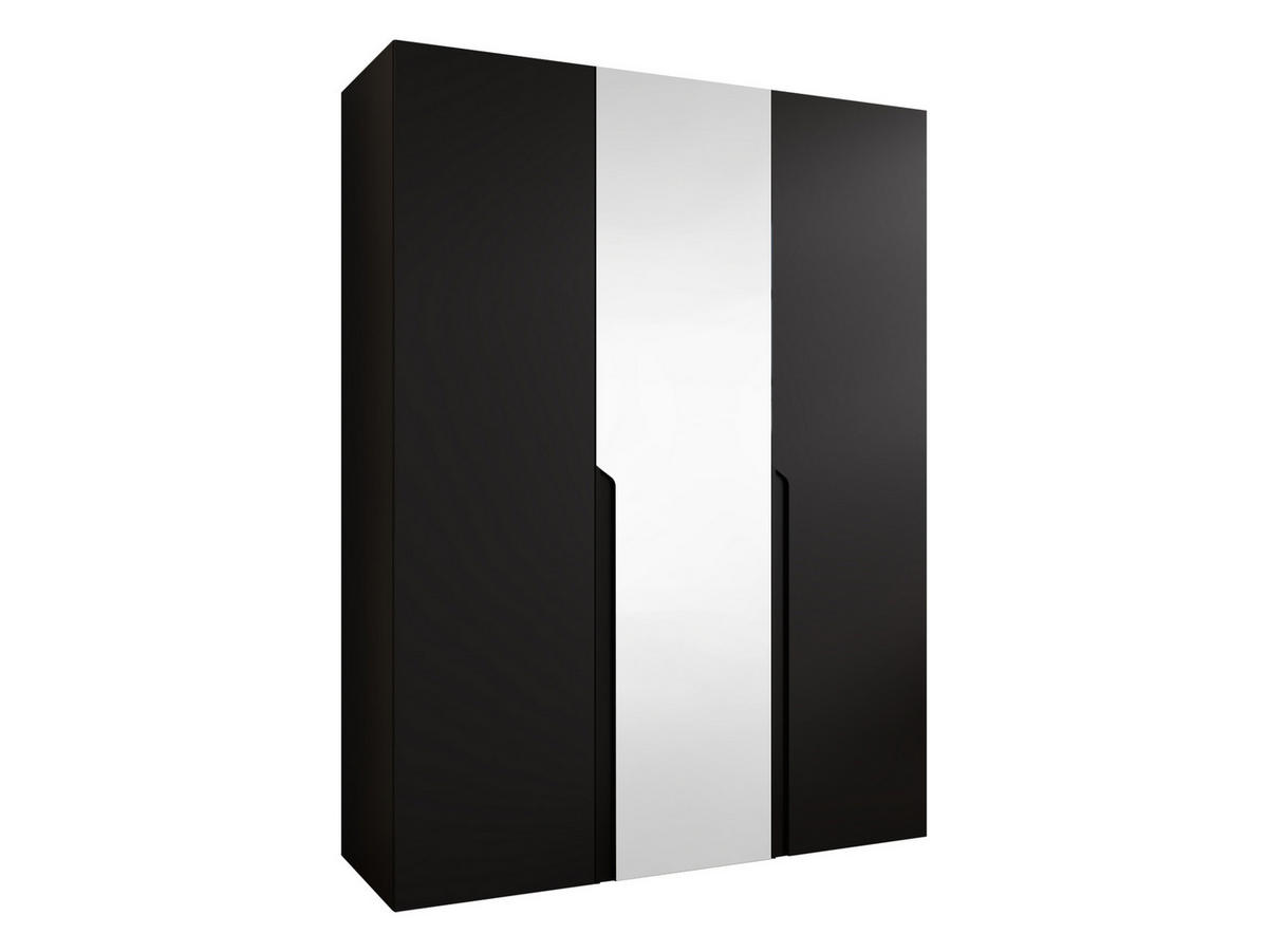 DREHTÜRENSCHRANK Mila II 150 - Schwarz, Holzwerkstoff/Kunststoff (150/202/52cm) - MIRJAN24