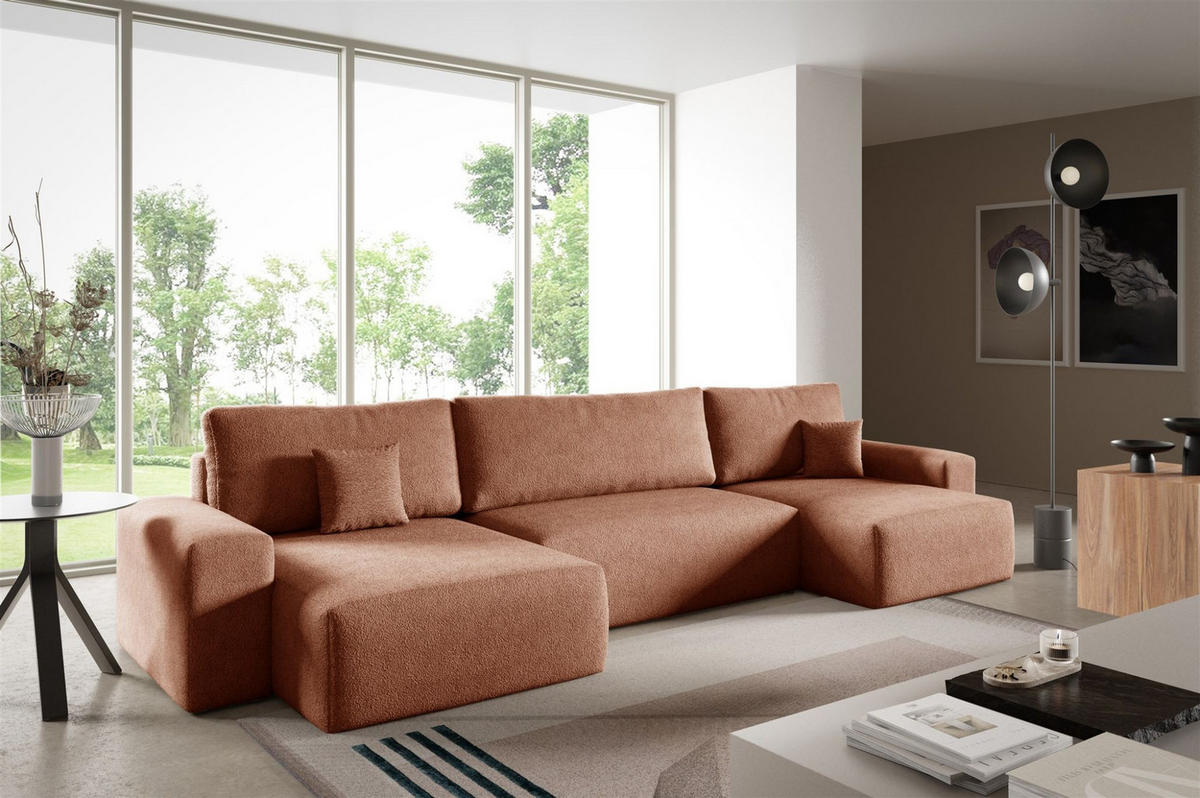 WOHNLANDSCHAFT Arona - Braun, Holzwerkstoff/Textil (398/70/148cm) - Fun Möbel