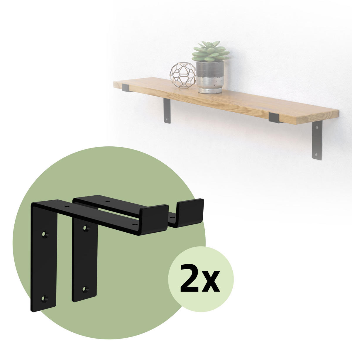 REGALHALTERUNG 2er Set - Schwarz, Metall (14.5/4/20cm) - ML-DESIGN