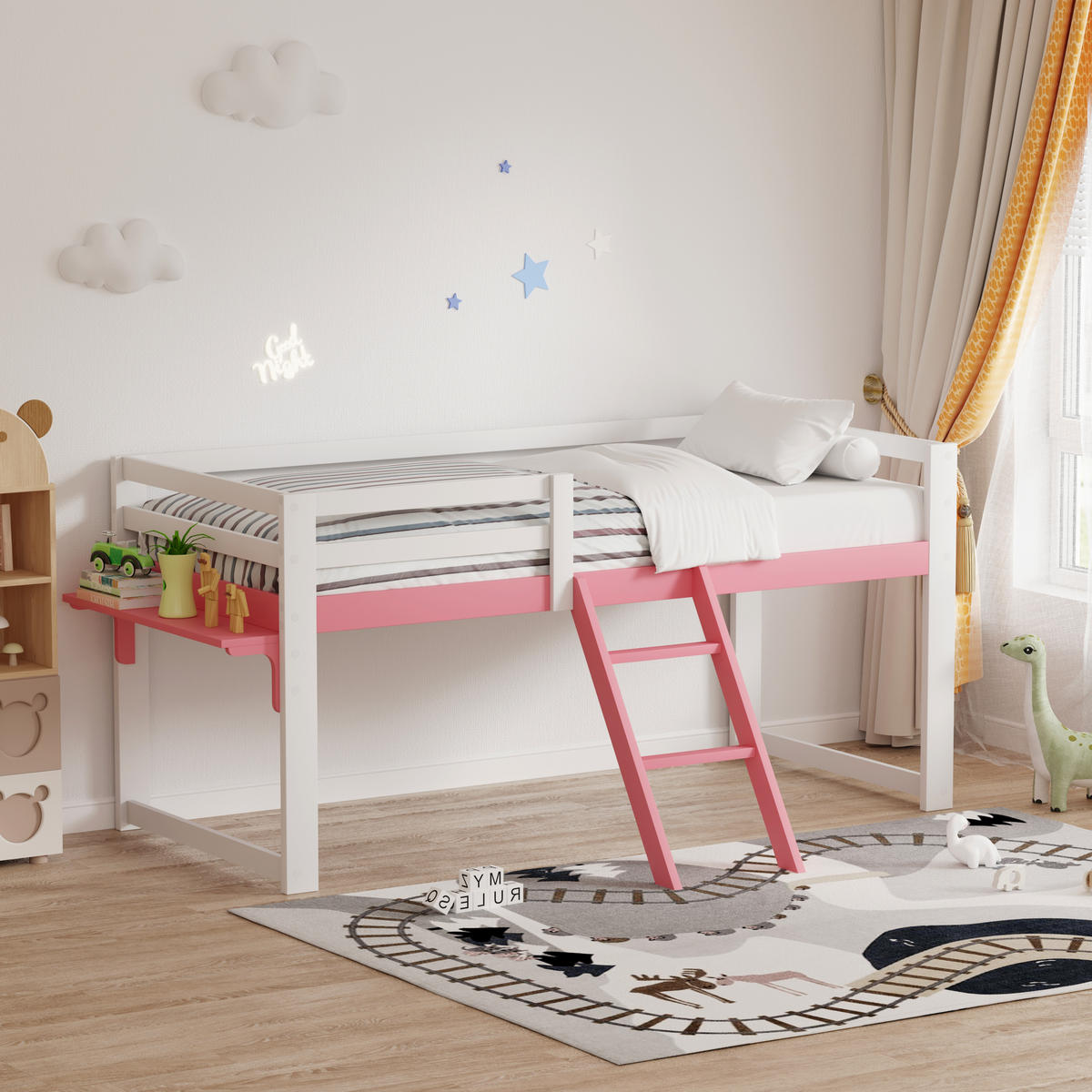 HOCHBETT 90/200 cm Weiß + Rosa - Pink/Weiß, Holz