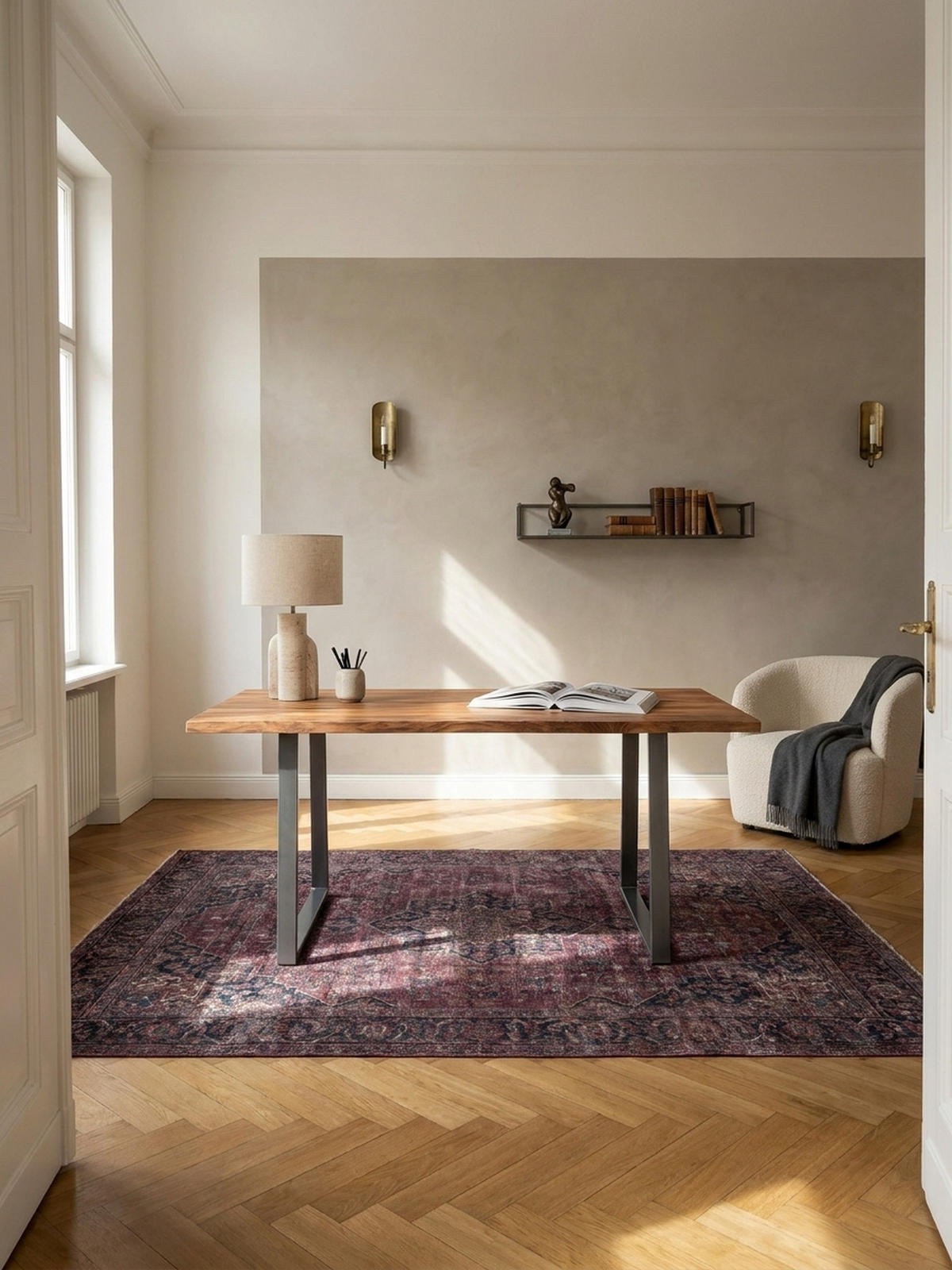 SCHREIBTISCH Massivholz Baumkante Chromgestell Handarbeit TARN, Goldbraun-Chrom 160x80x76 cm - Chromfarben/Braun, Holz/Metall (80/160/76cm) - KADIMA DESIGN