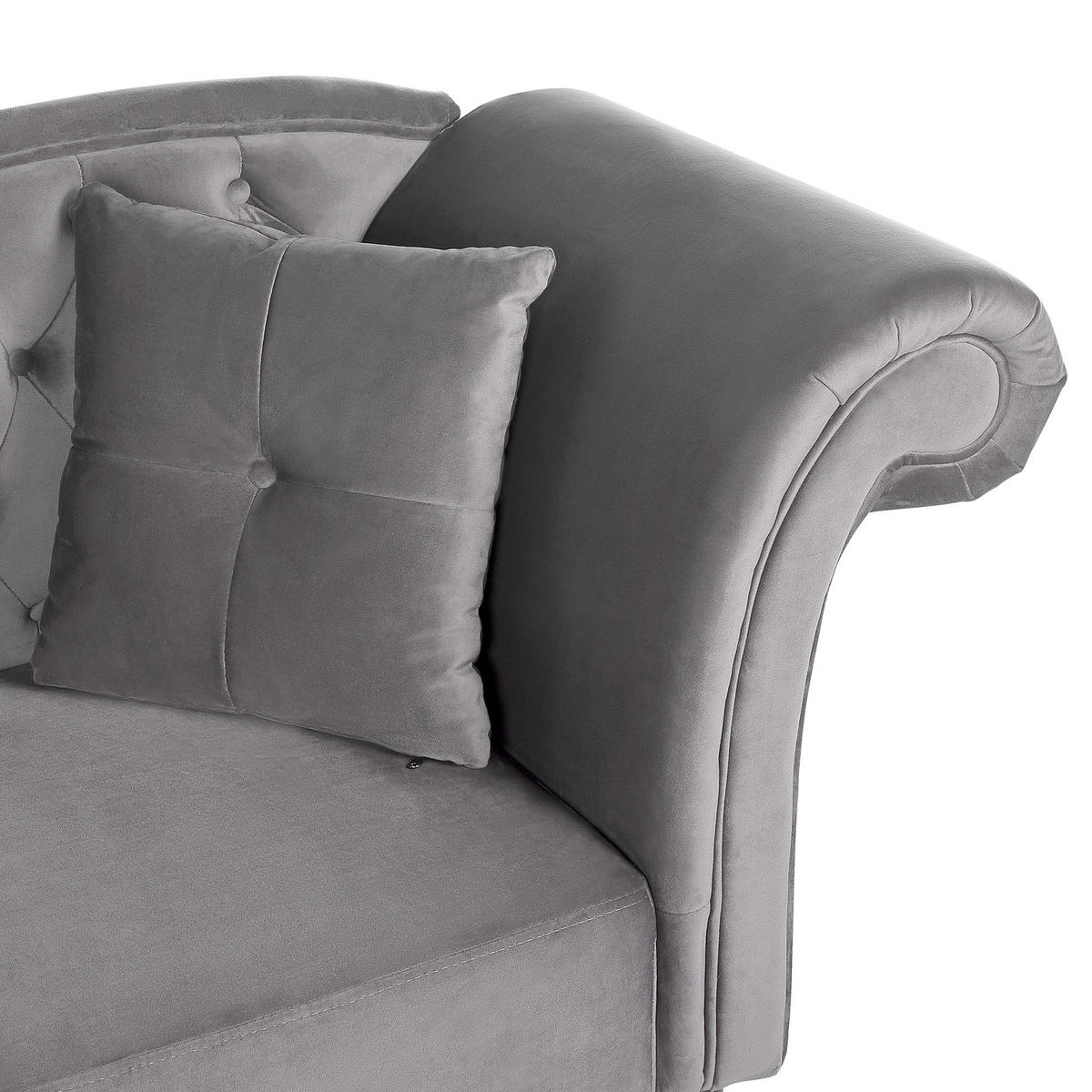 CHAISELONGUE Samtstoff grau rechtsseitig Lattes - Grau, Textil (188/87/59cm) - Beliani
