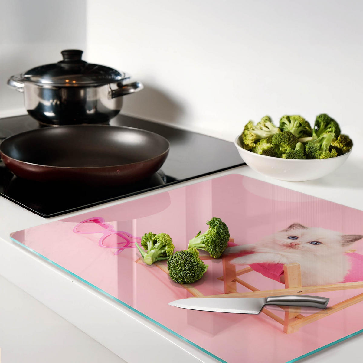 GLASPLATTE 60x52 cm Katzenliege - Pink, Glas (60/52cm) - TULUP