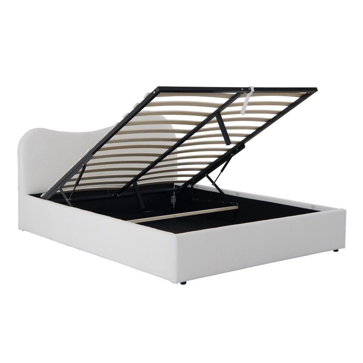 BETT MIT STAURAUM 140 x 190 CM COCOON+ LATTENROST / Stoff Bouclette Weiß - Weiß, Holzwerkstoff (140/190cm) - Weber Industries