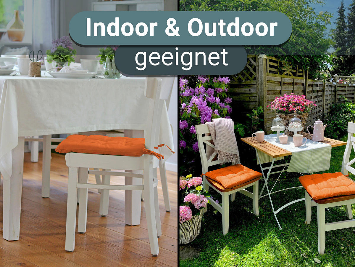 STUHLKISSEN, 4er-Set, 40x40 cm, 100% Polyester, Orange - Orange, Textil (40/40/3cm) - Zollner