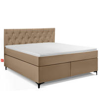 POLSTERBETT ARDEA, Dunkelbeige - Hellbraun/Schwarz, Holz/Holzwerkstoff (160/200cm) - KONSIMO®