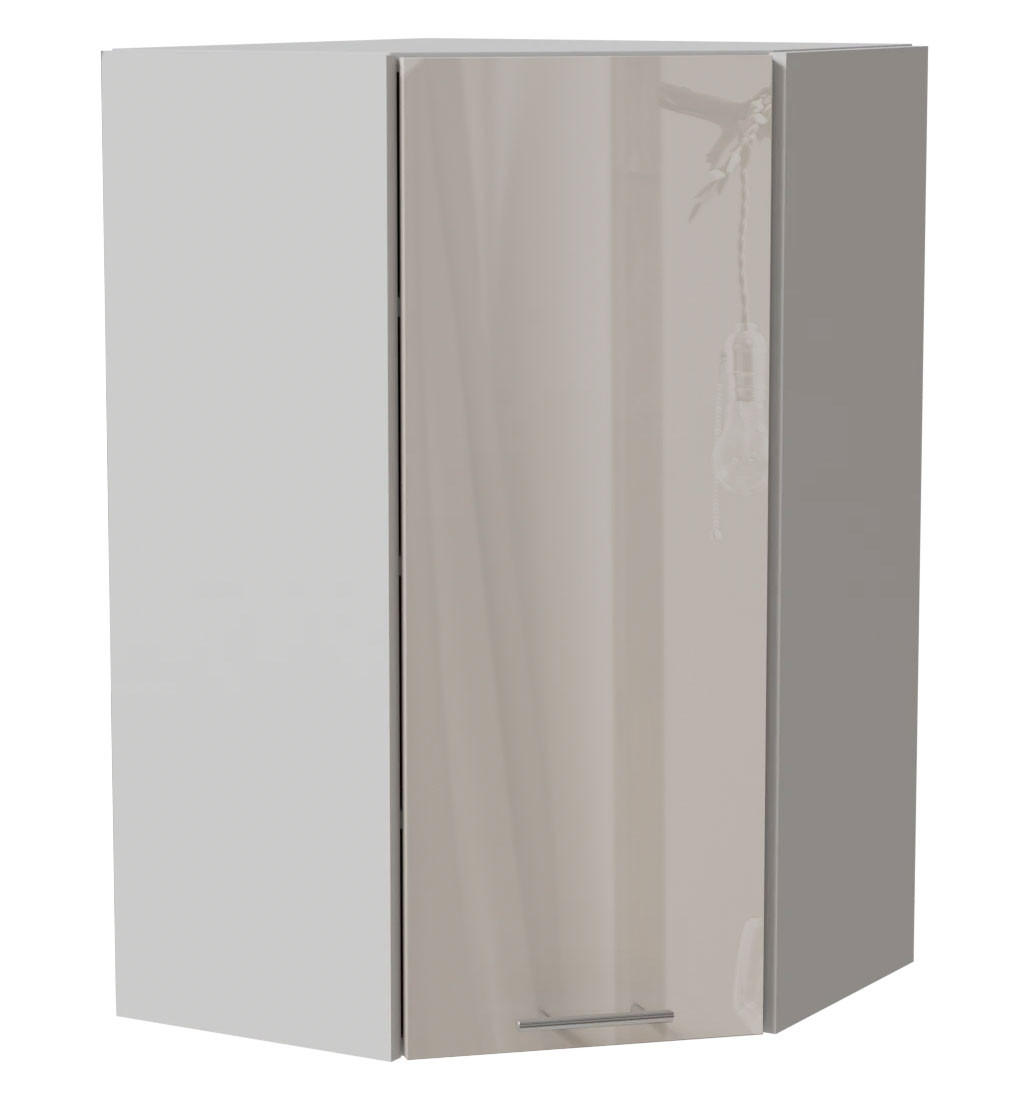 ECKHÄNGESCHRANK Brerra RAL 9001 creme Hochglanz / Weiß Matt 60 / 60 / 96cm - Creme/Weiß, Holz/Holzwerkstoff (60/96/60cm) - Feldmann-Wohnen