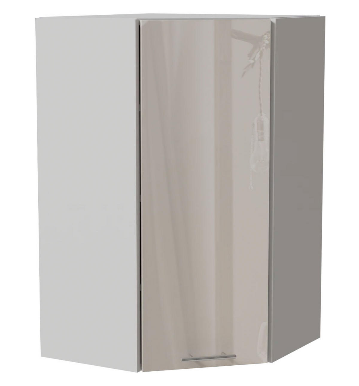 ECKHÄNGESCHRANK Brerra RAL 9001 creme Hochglanz / Weiß Matt 60 / 60 / 96cm - Creme/Weiß, Holz/Holzwerkstoff (60/96/60cm) - Feldmann-Wohnen