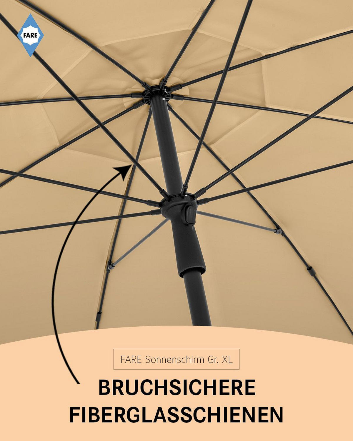 SONNENSCHIRM 235/235/144 cm - Beige, Kunststoff (235/235cm) - FARE
