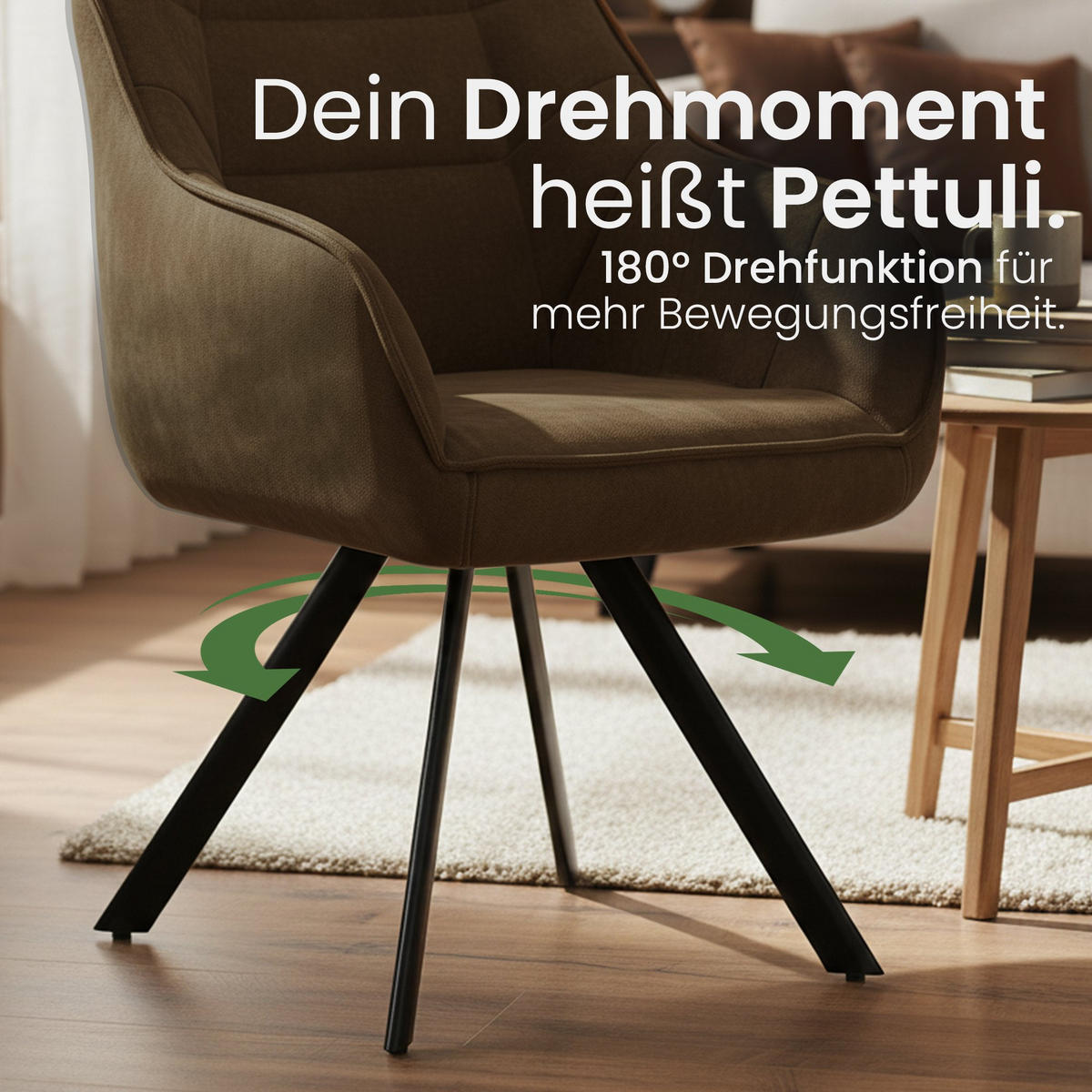 ESSZIMMERSTUHL Lederlook Antik-Grün - Schwarz/Grün, Textil/Metall (57/89/64cm) - CLP