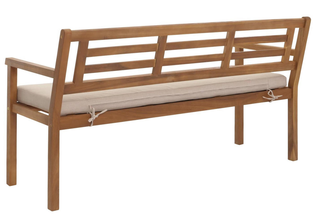 GARTENBANK 82x145x59cm Kissen Creme-Beige - Braun, Holz (145/82/59cm) - PROREGAL