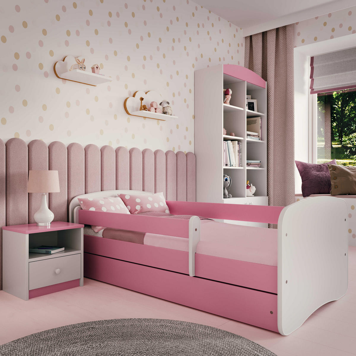 KINDERBETT ohne Muster mit Schublade und Matratze 160/80 - Rosa, Holzwerkstoff (80/160cm) - RAUMHIRSCH FURNITURE