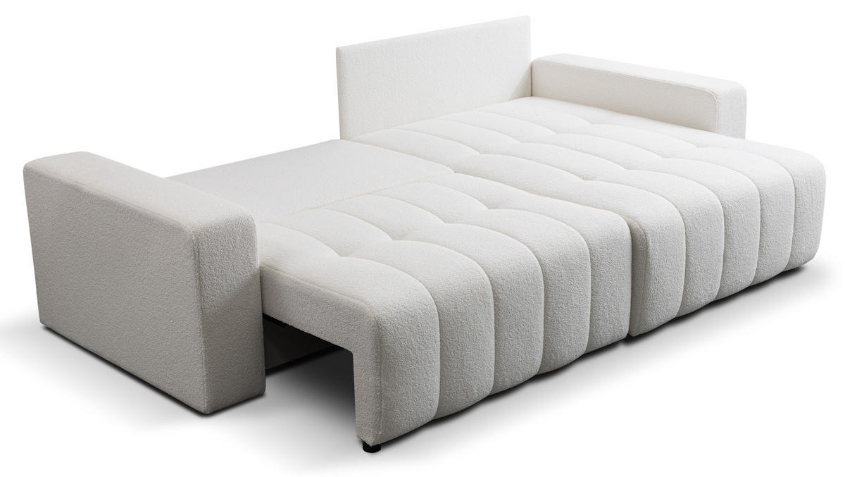 ECKSOFA Palermo mit Schlaffunktion und Bettkasten - Weiß, Holz/Holzwerkstoff (245/143cm) - Ravio