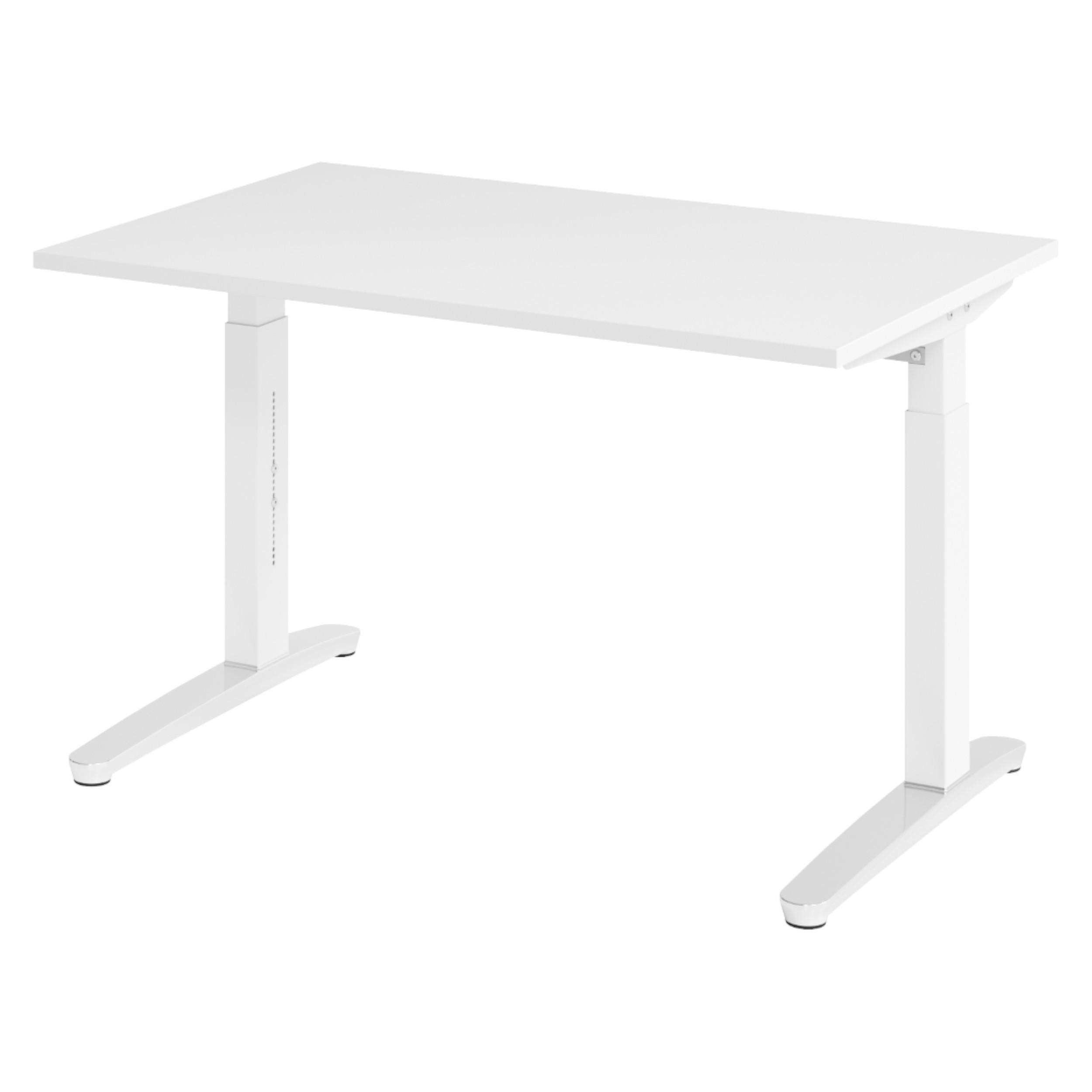 bümö Schreibtisch Weiß, Weiß, Silber 120x74x80 cm