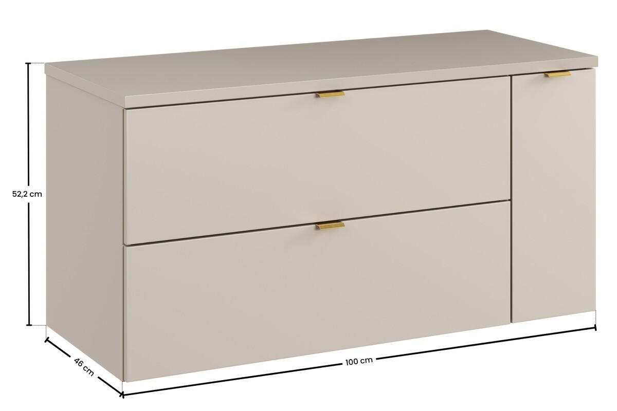 WASCHTISCHUNTERSCHRANK 80 cm 3Teile - Dalia Cashmere D BM358 in Kaschmir/Matt - Kaschmir, Holz (80/50/48cm)