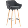 BARHOCKER Stoff dunkelgrau - Eukalyptusholzfarben/Dunkelgrau, Holz/Textil (55/99/46cm) - CLP