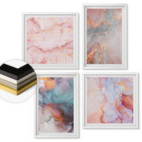 WANDBILDER 4er-Set - 50x50 cm & 40x60 cm Weißer Rahmen - Abstrakte Pastellmuster - Weiß, Kunststoff (50/50cm) - ArtPrintCave
