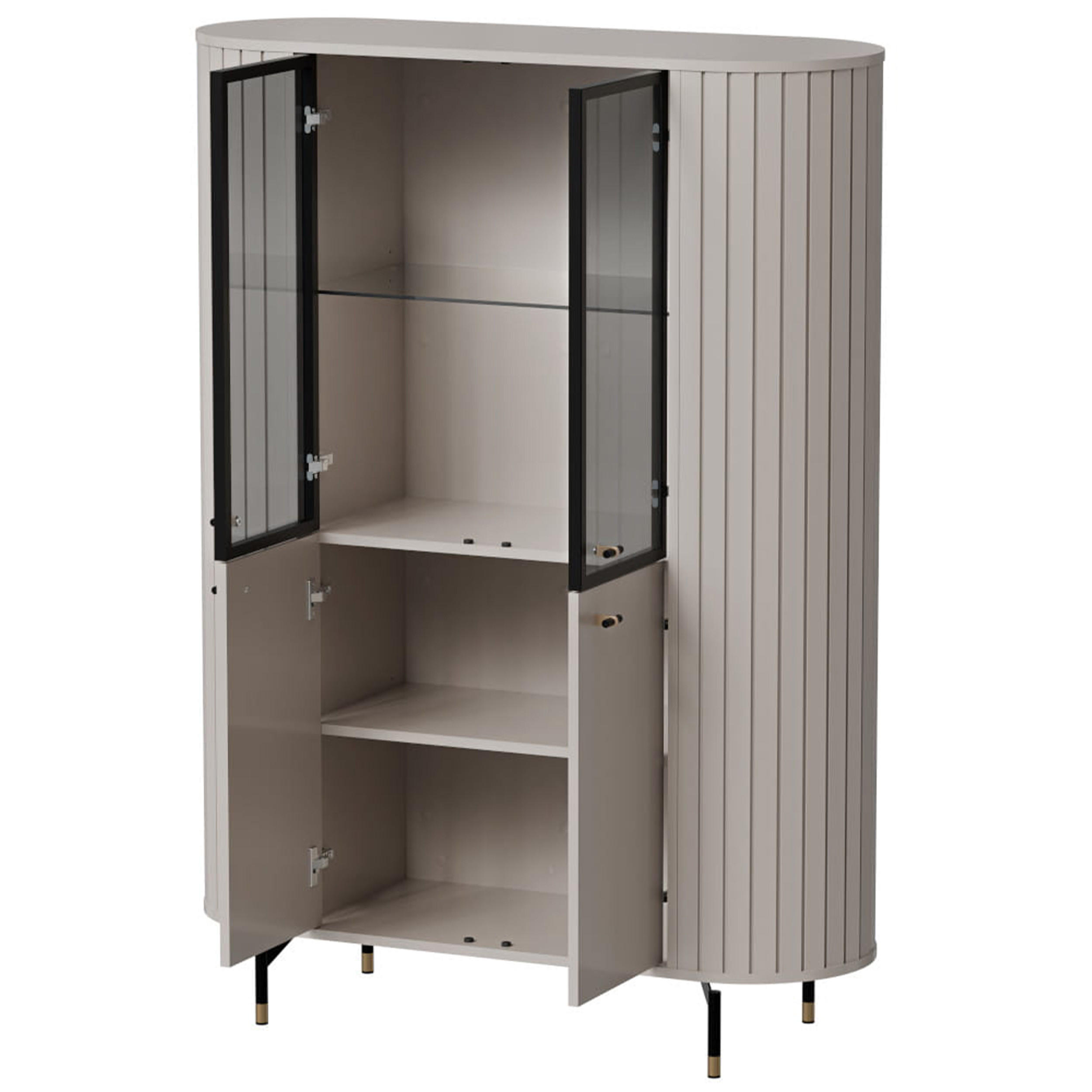 GLASVITRINE geriffelt aus MDF, Kaschmir - Kaschmir, Holzwerkstoff (112/155/40cm) - Idohome