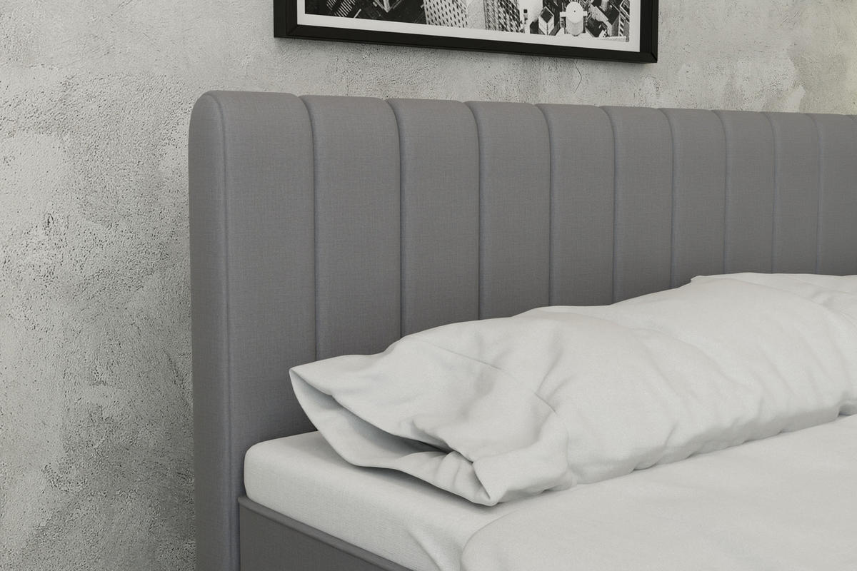 BOXBETT AVALON 180 x 200 cm mit Bettkasten und Topper - Dunkelgrau - Dunkelgrau, Holz - Panda Möbel