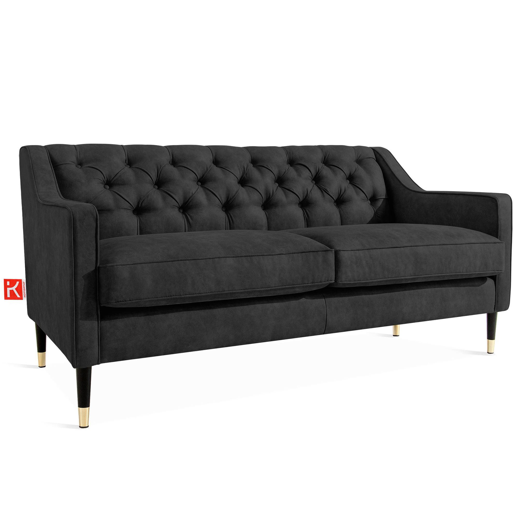 2-SITZER-SOFA NOMUS gesteppt, Anthrazit - Wengefarben/Anthrazit, Holzwerkstoff (170/78/80cm) - KONSIMO®