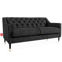 2-SITZER-SOFA NOMUS gesteppt, Anthrazit - Wengefarben/Anthrazit, Holzwerkstoff (170/78/80cm) - KONSIMO®