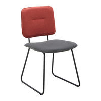 STUHL Ava Grau/Rot Webstoff Gepolstert - Grau, Holz (49/85/62cm) - Bessagi Home