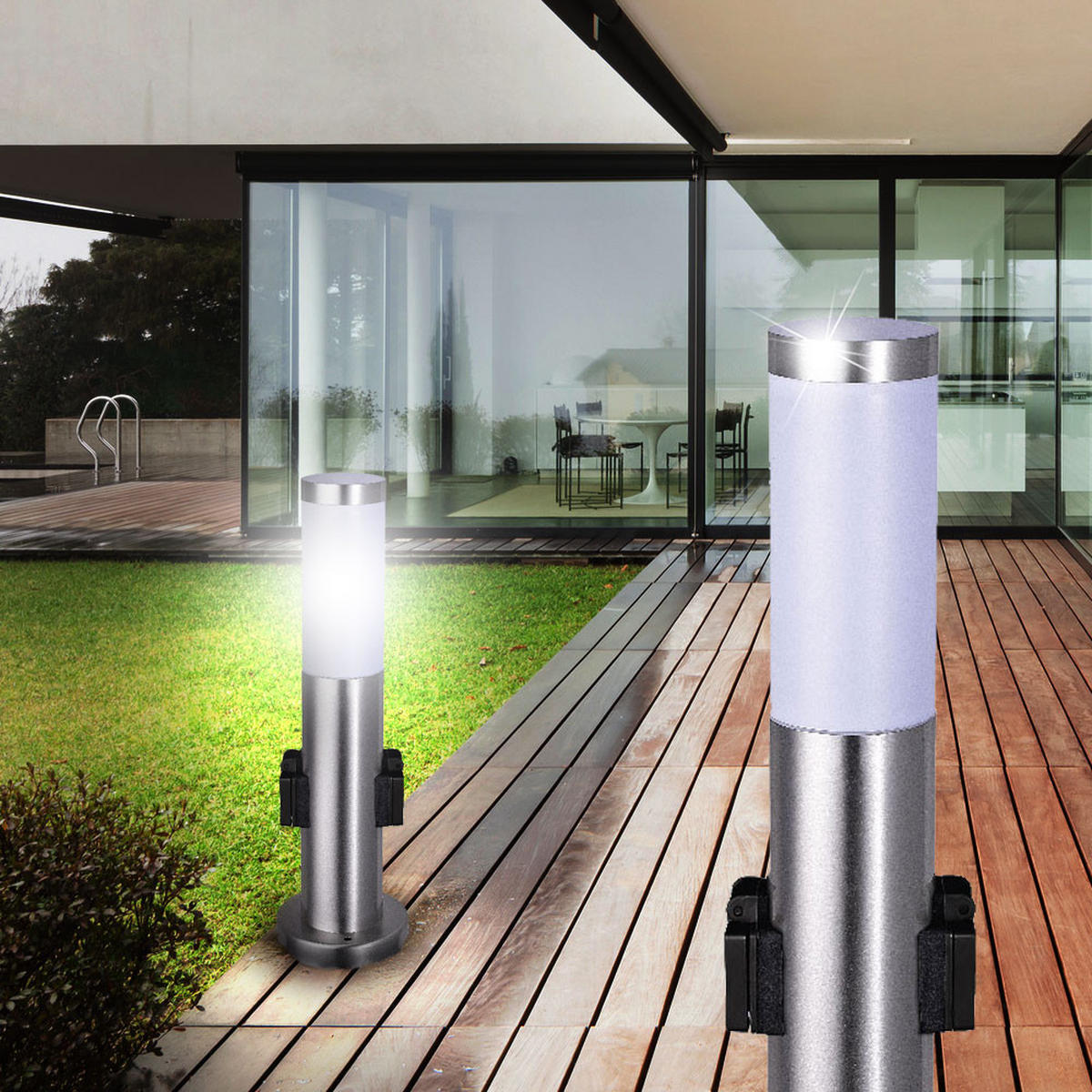 LED WEGELEUCHTE Edelstahl Silber - Silberfarben, Metall (13.1/13.1/45cm) - Globo Lighting