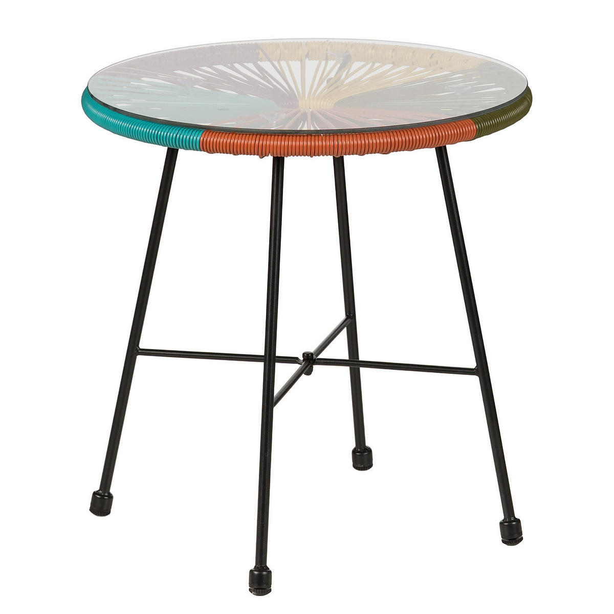 SITZGRUPPE - Stahl / Polyrattan - 3-teilig - Multicolor, Naturmaterialien/Glas - home24