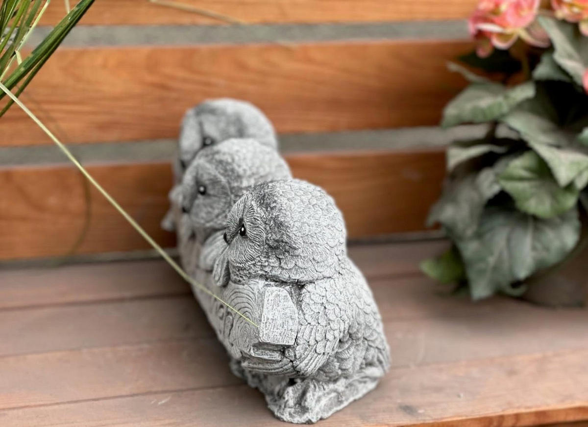 STEINFIGUR 3 Eulen Willkommen frostfest Steinguss - Grau, Stein (21/13/18cm) - stoneandstyle