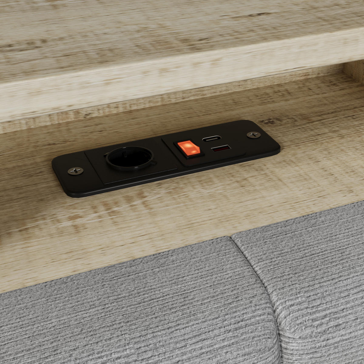 TAGEBETT 90x190cm Grau Samt 2 Schubladen USB LED-Licht - Grau, Holz (90/190cm) - FLIEKS