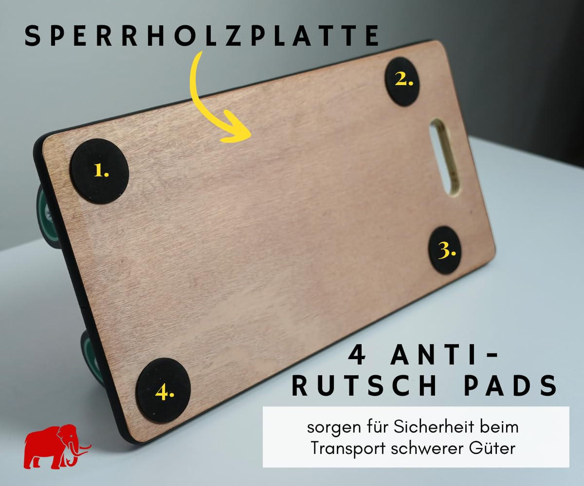 TRANSPORTROLLER mit 4 Rollen 11,5x30x60 cm Traglast 200kg Sperrholzplatte Braun 2 Stück - Braun, Holzwerkstoff (60/30/11.5cm) - PROREGAL