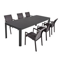 GARTEN-SITZGRUPPE Erwin 7-teilig Gartenmöbel-Set - Dunkelgrau, Kunststoff - DELUKE