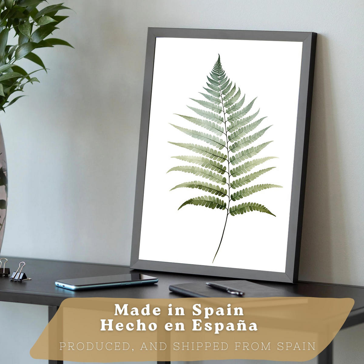 PLAKAT Sada 3 Zelené A4 Černý rám - černá, papír (29.7/1/21cm) - Nacnic