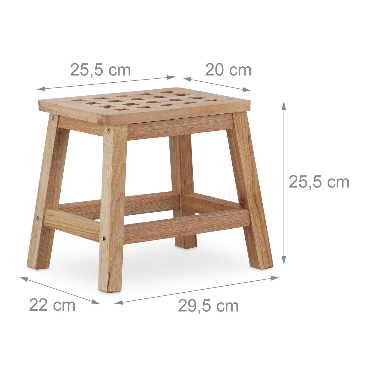 TRITTHOCKER - Hellbraun, Holz (29.5/25.5/22cm) - Relaxdays