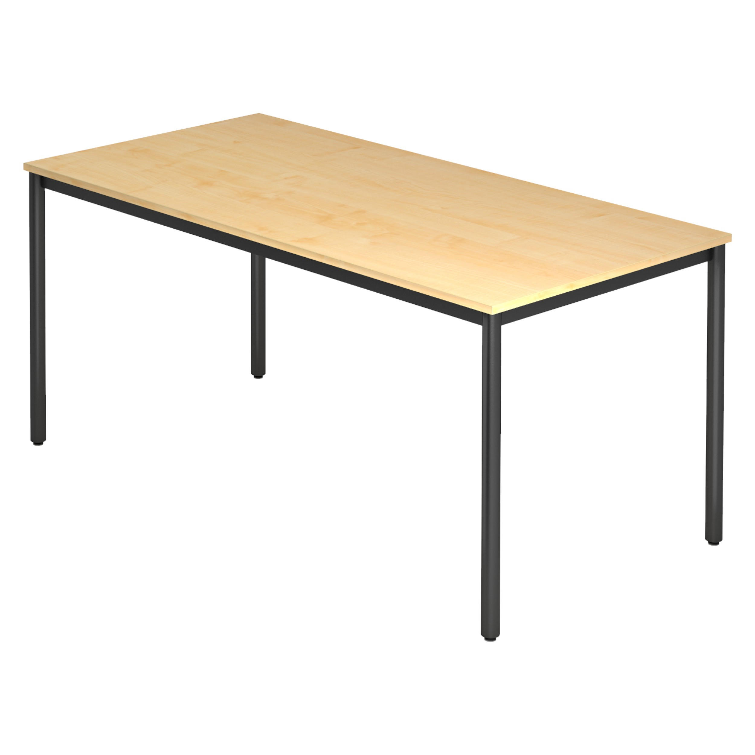 bümö Besprechungstisch Ahorn, Schwarz 160x72x80 cm