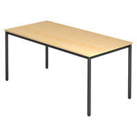 BESPRECHUNGSTISCH Serie-D 80/160/72 cm in Ahornfarben/Rundrohr schwarz - Ahornfarben/Schwarz, Holzwerkstoff (80/160/72cm) - bümö