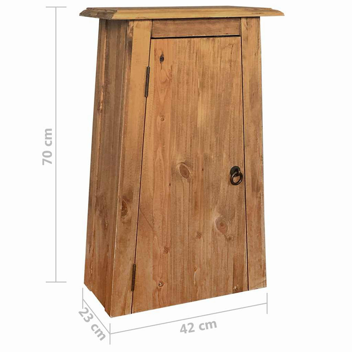 BAD-WANDSCHRANK Massivholz Kiefer 42/23/70 Cm - Braun, Holz (23/70/42cm) - vidaXL
