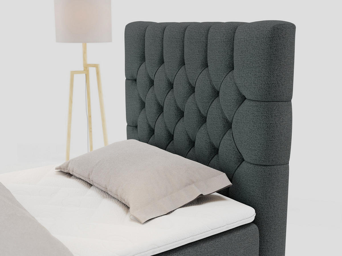 BOXBETT PERA 90/200 Dunkelgrau Struktur - H3 - Rechts Seite - Dunkelgrau, Holz/Textil (90/200cm) - MKS