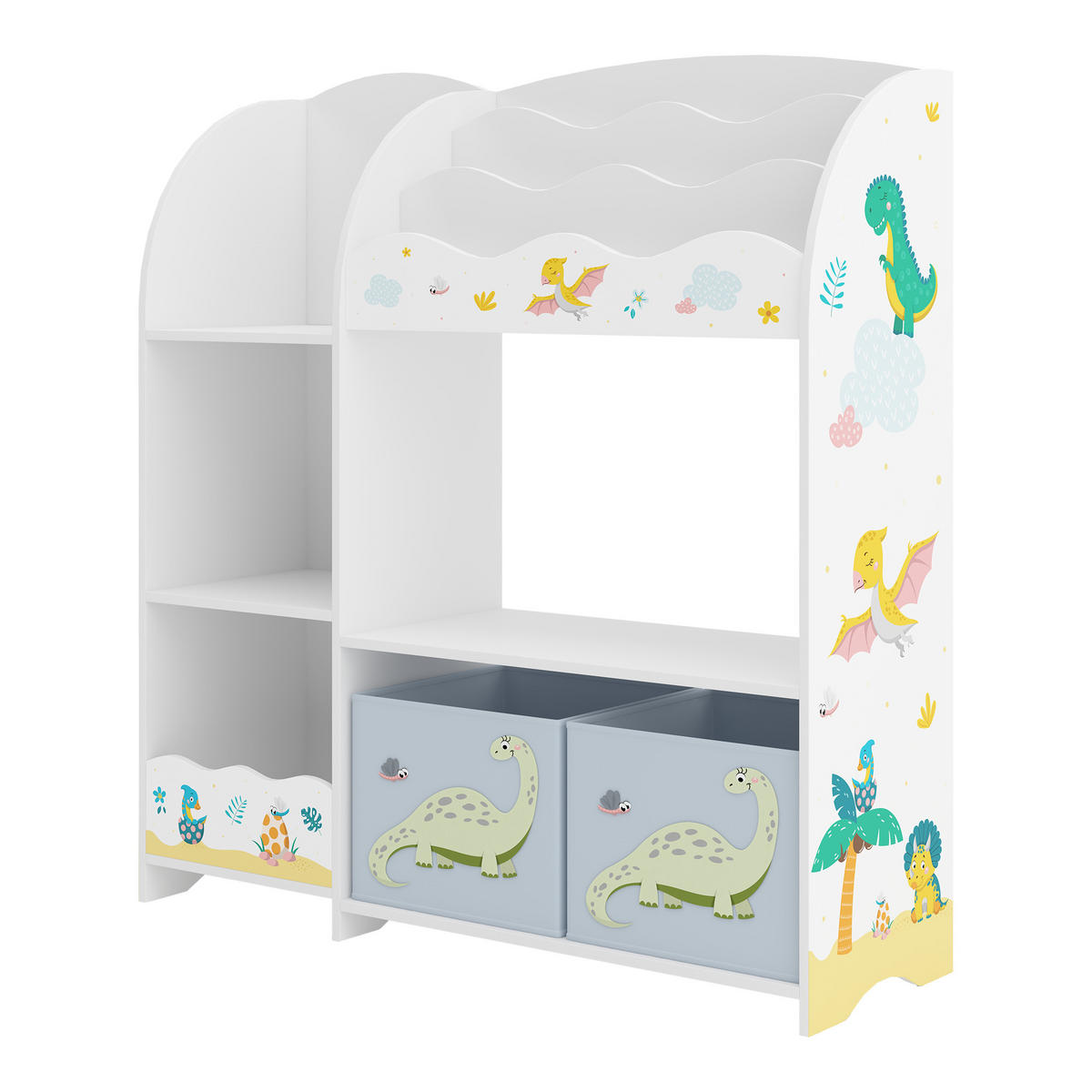 KINDERREGAL Lysekil - Gelb/Weiß, Holzwerkstoff (93/100/30cm) - [en.casa]