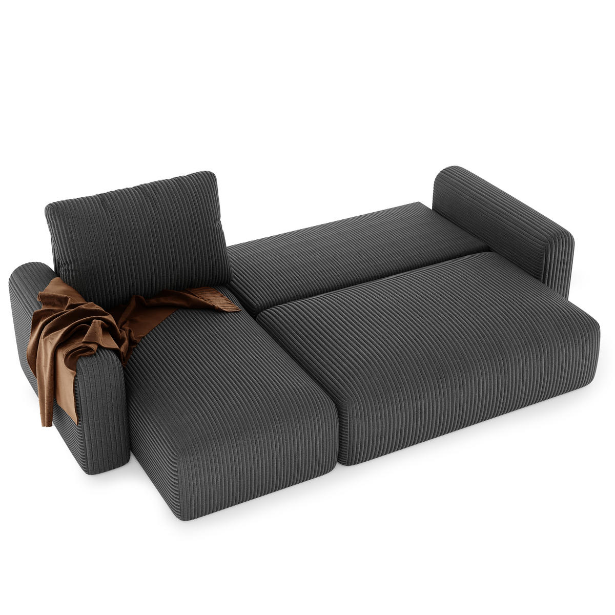 ECKSOFA mit Schlaffunktion und Bettkasten, Schwarz - Schwarz, Holzwerkstoff/Textil (244/98cm) - Idohome