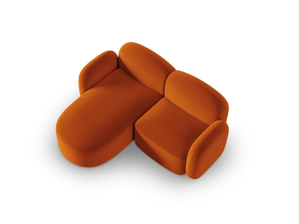 ECKSOFA links Blair aus Samt terrakotta 3 Sitzplätze - Terra cotta, Textil (155/194cm) - Micadoni