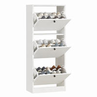 SCHUHSCHRANK mit 3 Klappen 47 x 26 x 120 cm Holzwerkstoff White - Weiß, Holzwerkstoff (26/120/47cm) - Beauniv